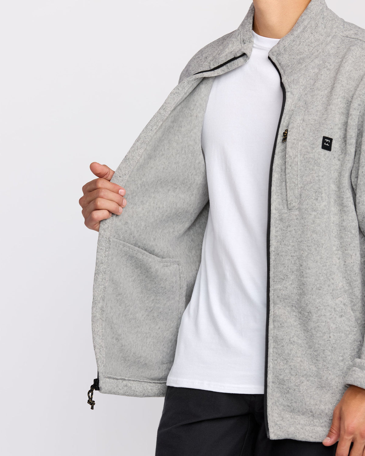 Boundary Mock Neck Zip Sweatshirt - Grey Htr