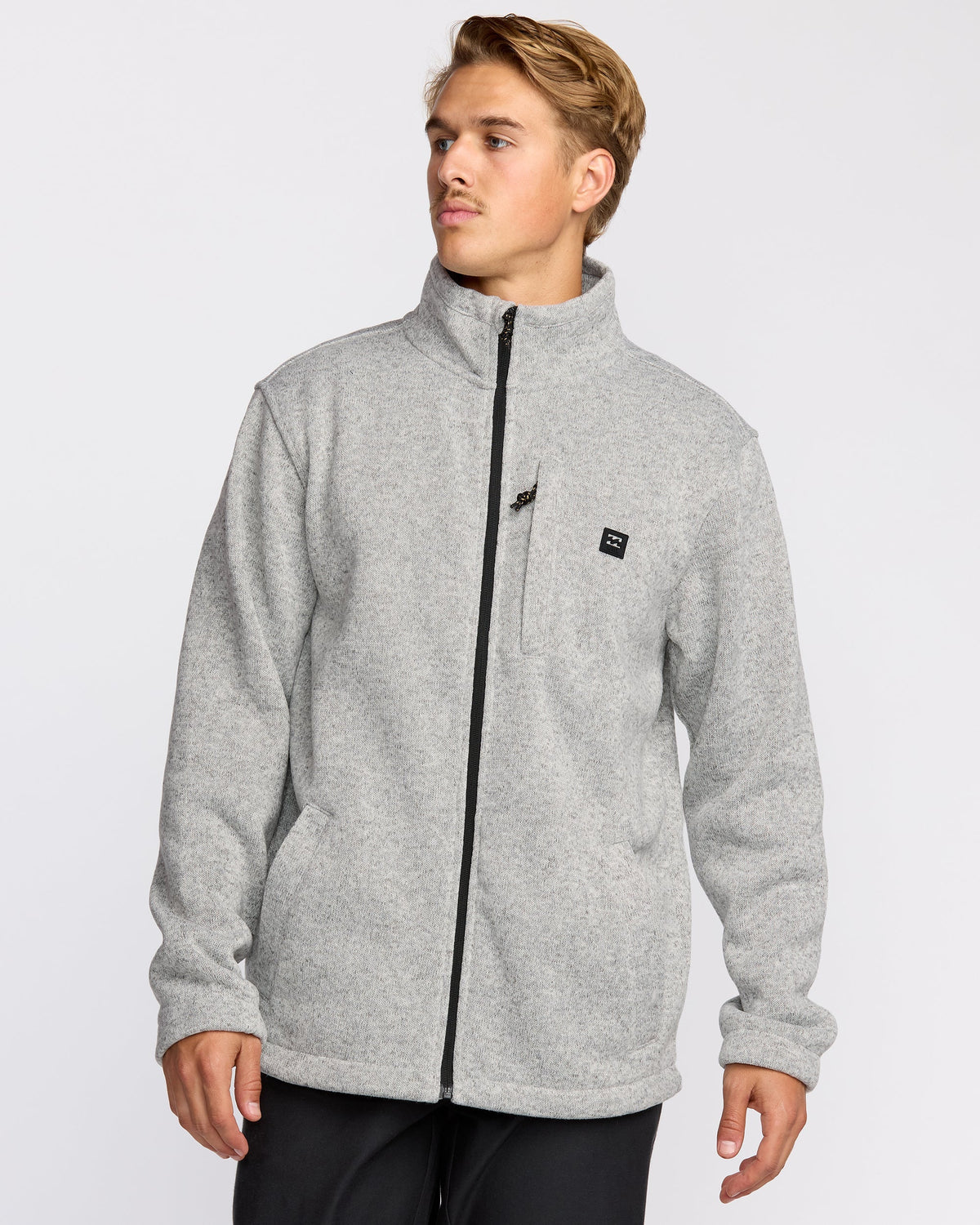 Boundary Mock Neck Zip Sweatshirt - Grey Htr