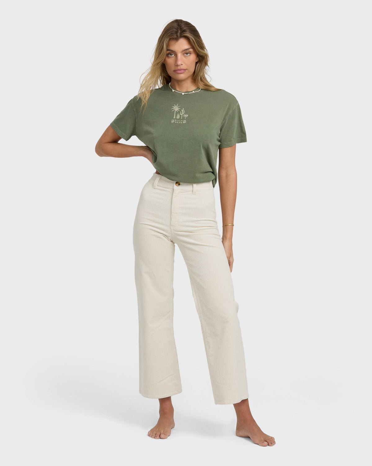 Free Fall High-Waist Cord Pants - Whitecap
