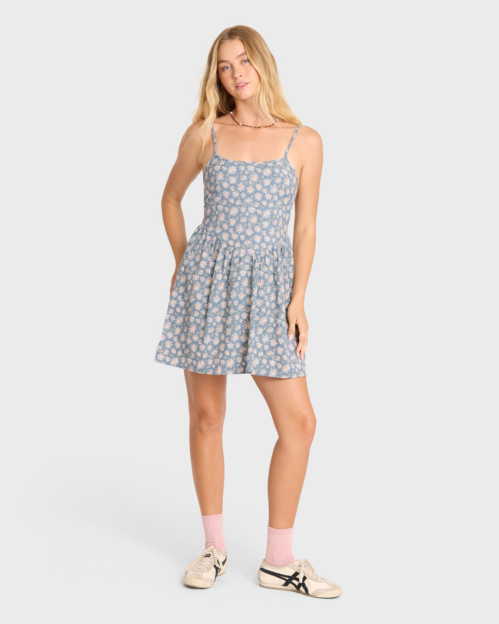 Lil Florals Mini Dress - Blue Smoke