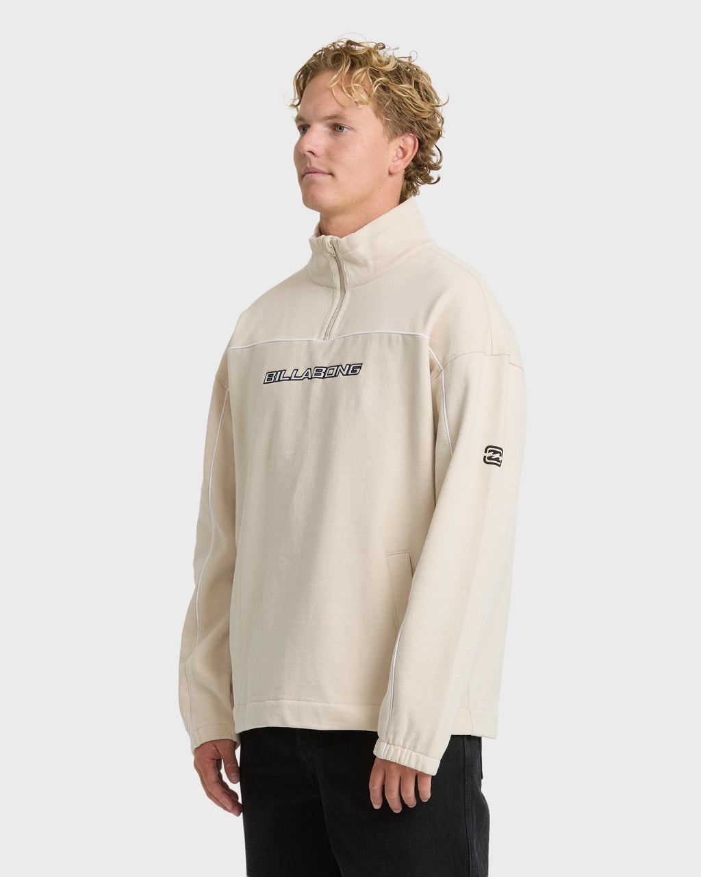 Bad Dog Progress Mock Neck Quarter-Zip Sweatshirt - Oatmeal